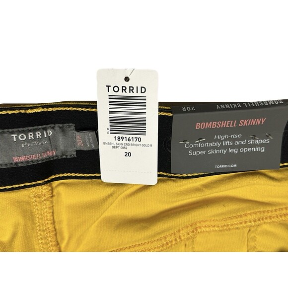 NEW Torrid Womens Size 20R Bombshell Skinny High-Rise Corduroy Pant Bright Gold - Picture 5 of 7